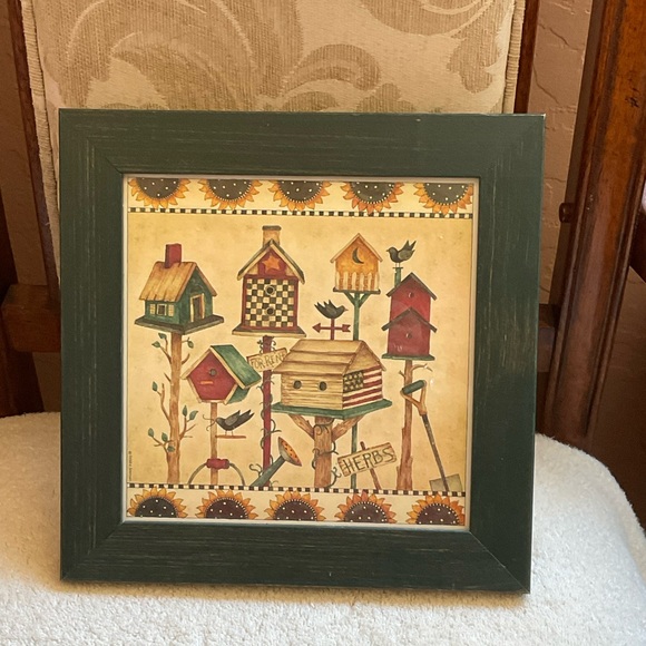 Debbie Mumm Vintage Farmhouse Country Birdhouses Framed Wall Hanging Pictures - Picture 3 of 14